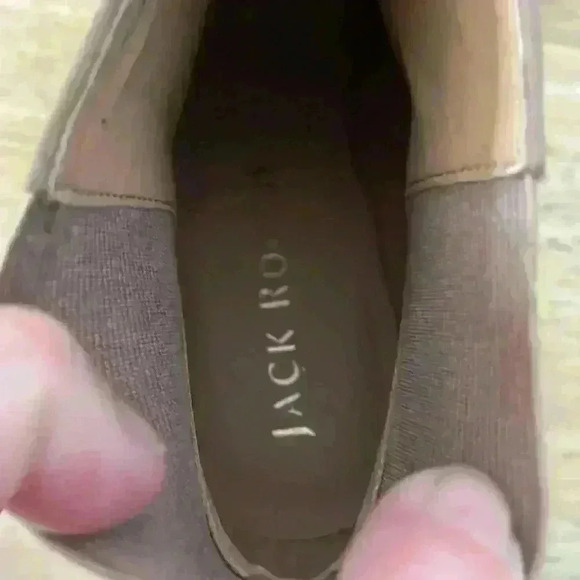 Jack Rogers Poppy high heeled leather, tan / snake print detail; size 7 - Picture 5 of 6